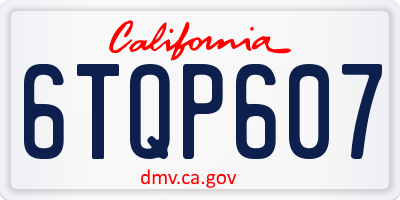 CA license plate 6TQP607