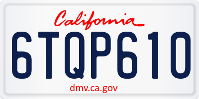 CA license plate 6TQP610