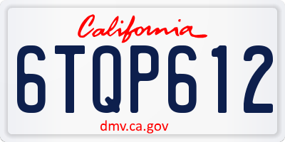 CA license plate 6TQP612