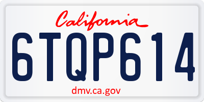 CA license plate 6TQP614