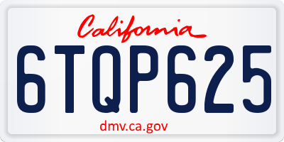 CA license plate 6TQP625