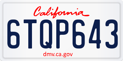 CA license plate 6TQP643