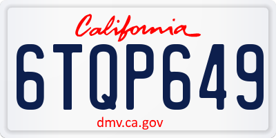 CA license plate 6TQP649