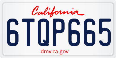 CA license plate 6TQP665