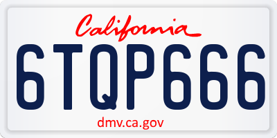 CA license plate 6TQP666