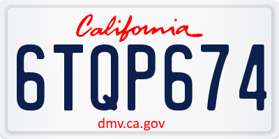 CA license plate 6TQP674