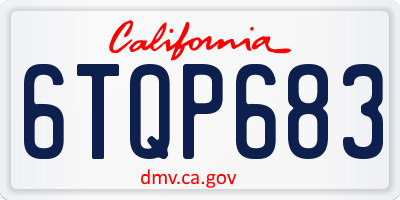 CA license plate 6TQP683