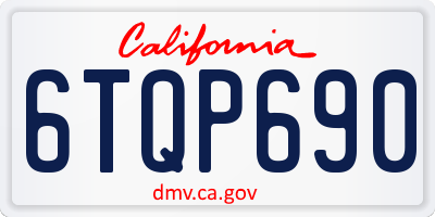 CA license plate 6TQP690