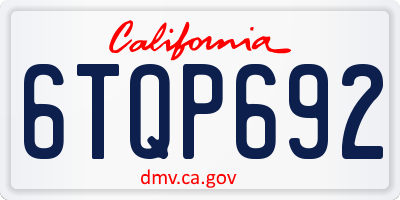 CA license plate 6TQP692