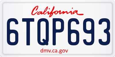 CA license plate 6TQP693