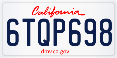 CA license plate 6TQP698