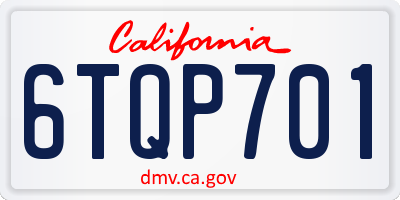 CA license plate 6TQP701