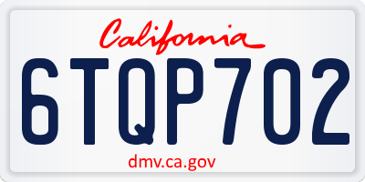 CA license plate 6TQP702