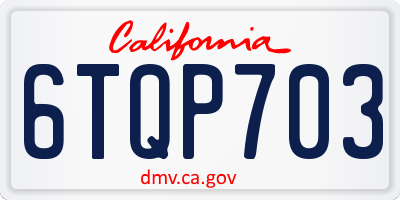 CA license plate 6TQP703