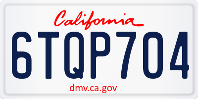 CA license plate 6TQP704