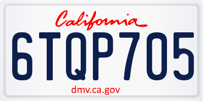 CA license plate 6TQP705