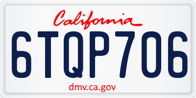 CA license plate 6TQP706