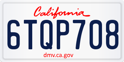 CA license plate 6TQP708