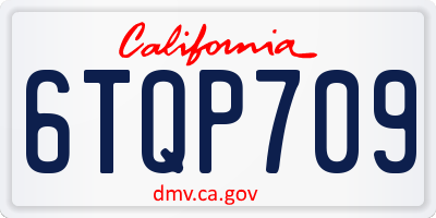 CA license plate 6TQP709