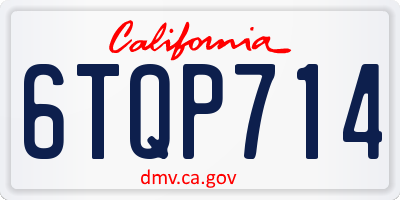 CA license plate 6TQP714