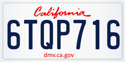 CA license plate 6TQP716