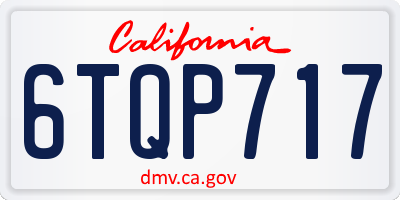 CA license plate 6TQP717