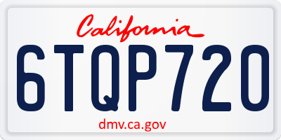 CA license plate 6TQP720