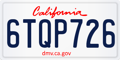 CA license plate 6TQP726
