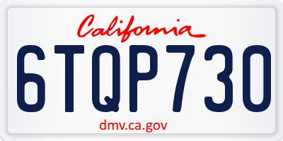 CA license plate 6TQP730