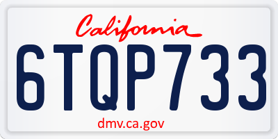 CA license plate 6TQP733