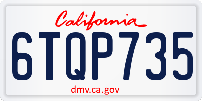 CA license plate 6TQP735