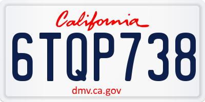 CA license plate 6TQP738