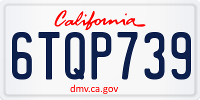 CA license plate 6TQP739