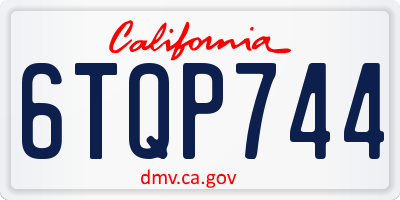 CA license plate 6TQP744