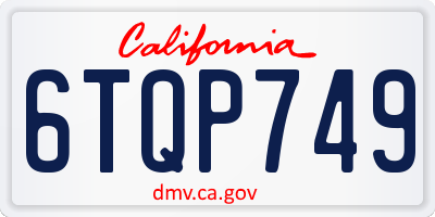 CA license plate 6TQP749