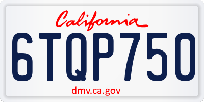 CA license plate 6TQP750