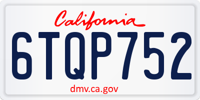 CA license plate 6TQP752