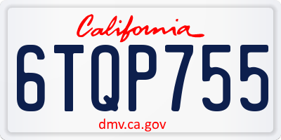 CA license plate 6TQP755