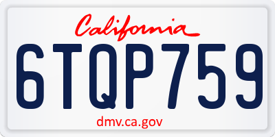 CA license plate 6TQP759