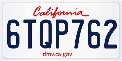 CA license plate 6TQP762