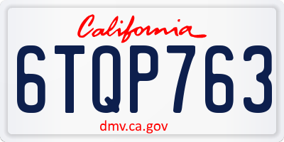 CA license plate 6TQP763