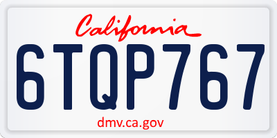 CA license plate 6TQP767