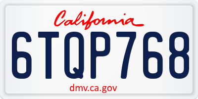 CA license plate 6TQP768