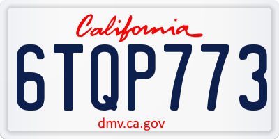 CA license plate 6TQP773