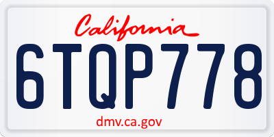 CA license plate 6TQP778