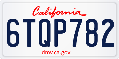 CA license plate 6TQP782