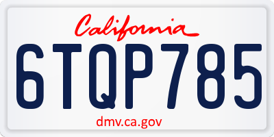 CA license plate 6TQP785