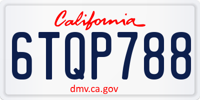 CA license plate 6TQP788