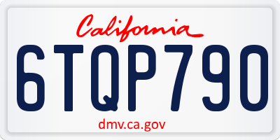 CA license plate 6TQP790