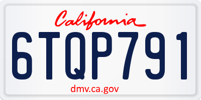 CA license plate 6TQP791